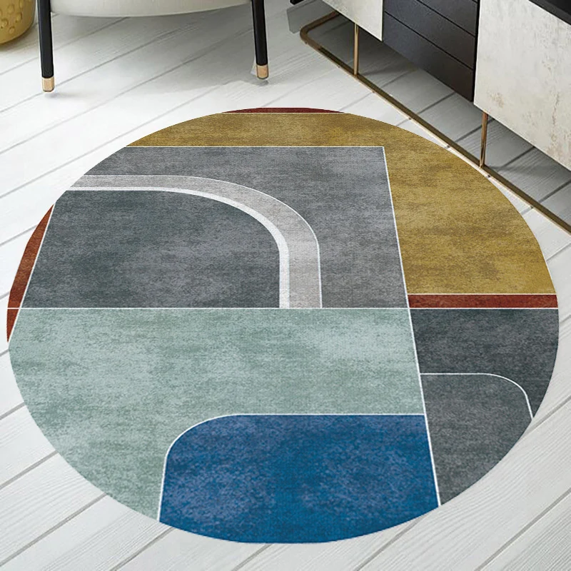 Mehrfarbiger Farbblock-Teppich mit geometrischem Muster, moderner Polyester-Teppich, waschbar, rutschfest, haustierfreundl...
