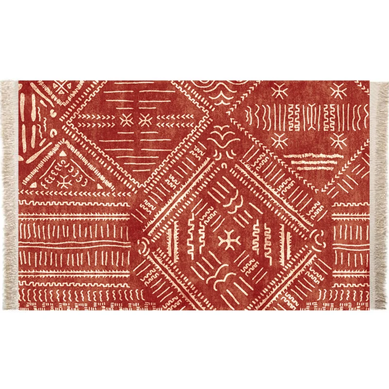 Mehrfarbiger geometrischer Teppich aus Polyster, marokkanischer Teppich, rutschfeste Rückseite, pflegeleichter, waschbarer...