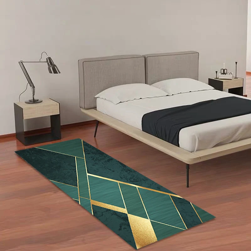 Mehrfarbiger Glam-Teppich aus Baumwollmischung, geometrisch bedruckter Flächenteppich, rutschfeste Rückseite, schmutzabwei...