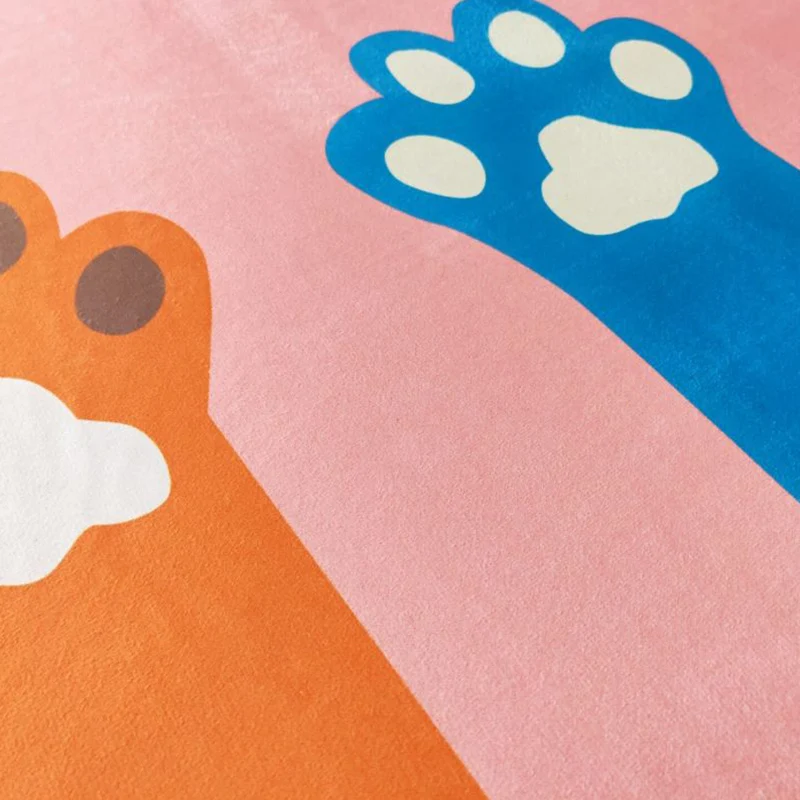 Mehrfarbiger Kinderzimmerteppich mit niedlichem Cartoon-Tiermuster, Polyester, haustierfreundlich, pflegeleichter Teppich...