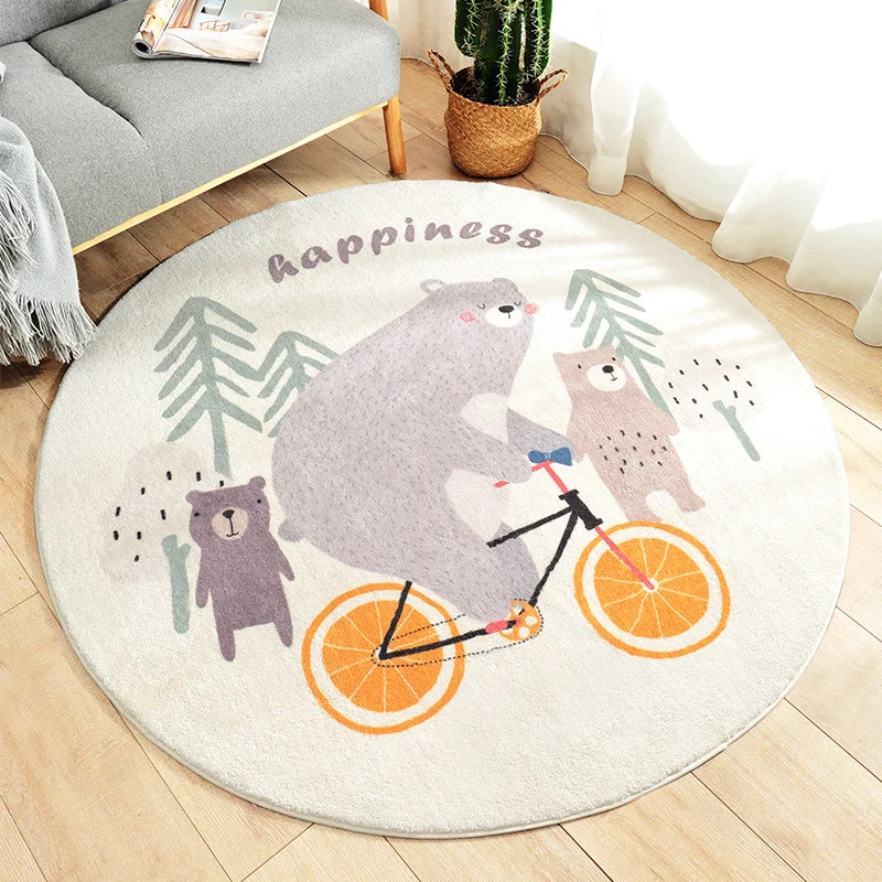 Mehrfarbiger Kinderzimmer-Teppich, neuartiger Teppich mit Cartoon-Tiermuster, Polyester, rutschfeste Unterseite, maschinen...