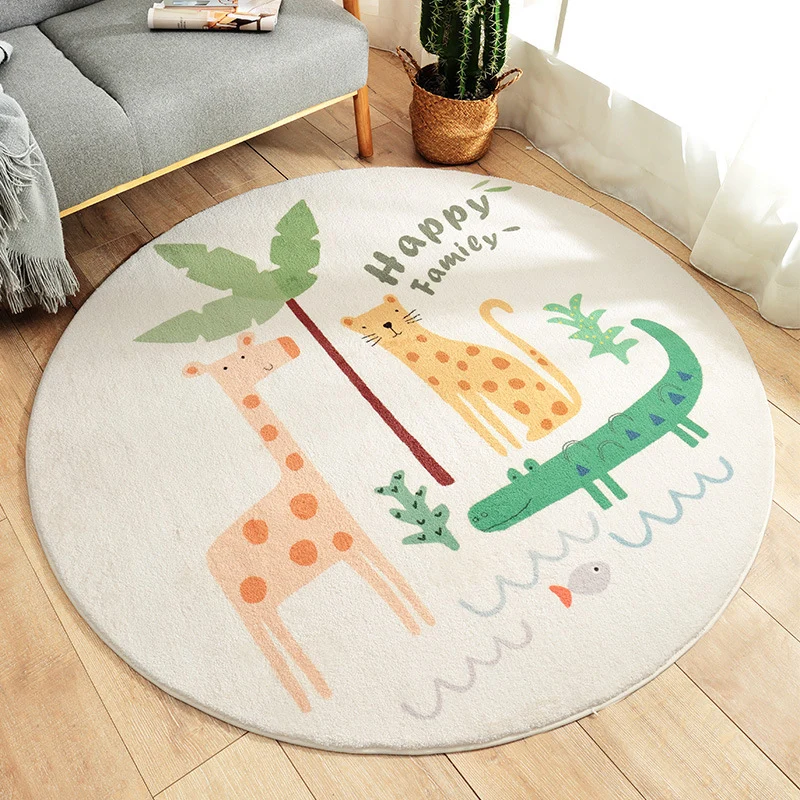 Mehrfarbiger Kinderzimmer-Teppich, neuartiger Teppich mit Cartoon-Tiermuster, Polyester, rutschfeste Unterseite, maschinen...
