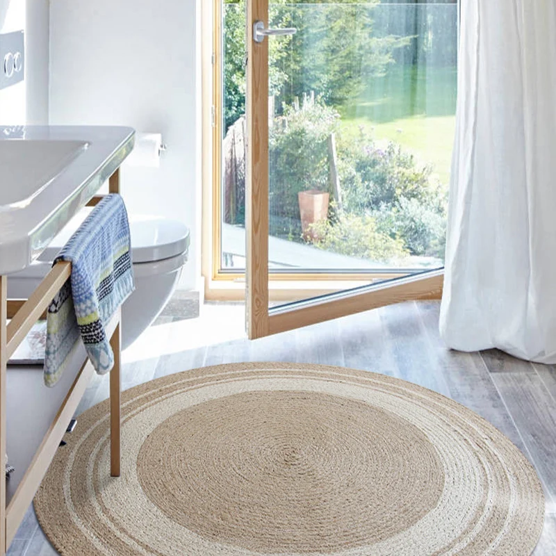Mehrfarbiger Lodge-Teppich, gewebter Uni-Teppich aus Jutemischung, haustierfreundlicher, langlebiger Teppich für Zuhause C...