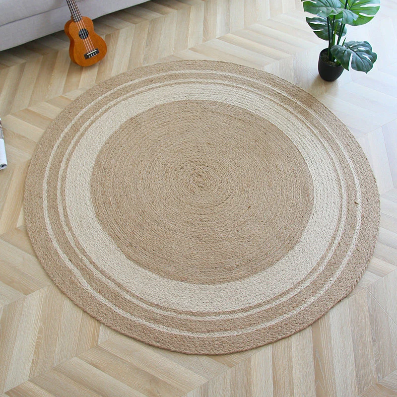 Mehrfarbiger Lodge-Teppich, gewebter Uni-Teppich aus Jutemischung, haustierfreundlicher, langlebiger Teppich für Zuhause C...