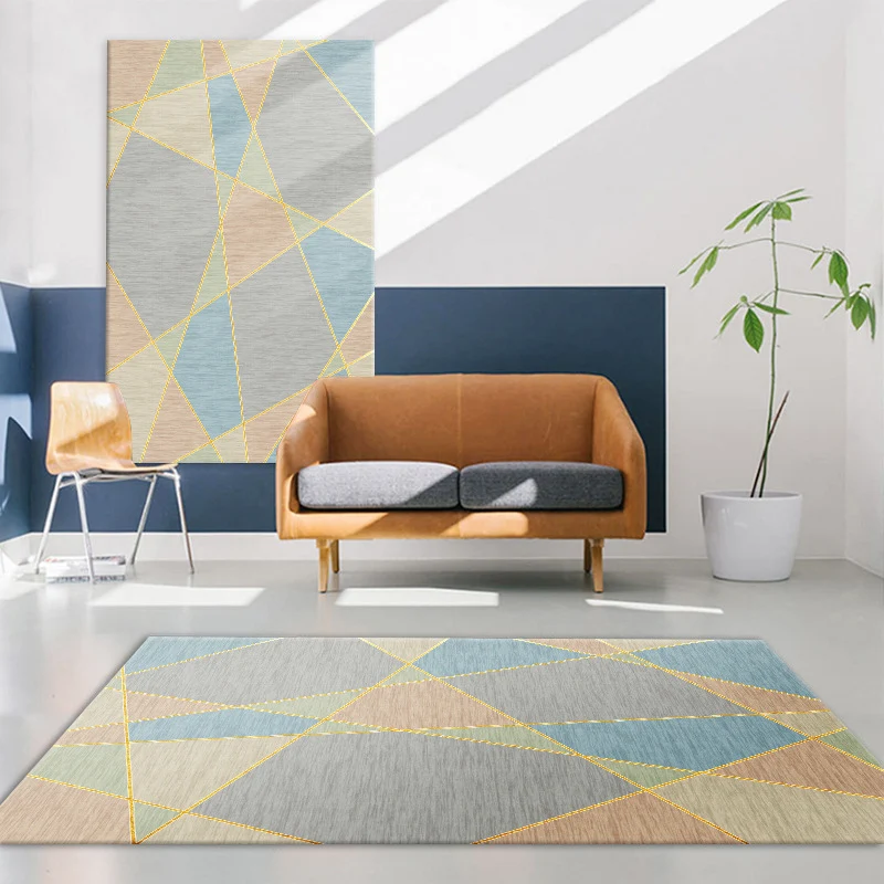 Mehrfarbiger moderner Teppich aus Polyester mit geometrischem Muster, haustierfreundlich, maschinenwaschbar, rutschfester...