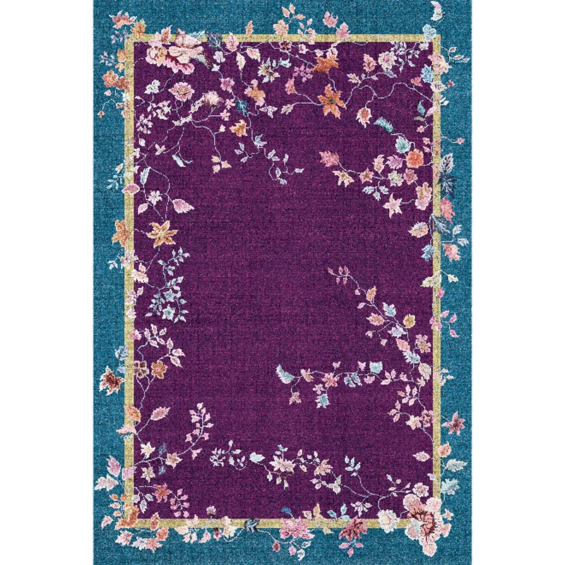 Mehrfarbiger orientalischer Teppich aus Polyester mit Blumenmuster, haustierfreundlich, waschbar, rutschfester Teppich zur...
