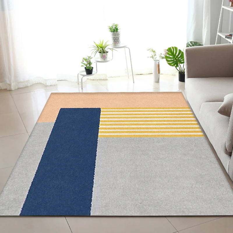 Mehrfarbiger Salonteppich, neuartiger Farbblock-Teppich, maschinenwaschbarer Polyester-Teppich mit rutschfester Rückseite...