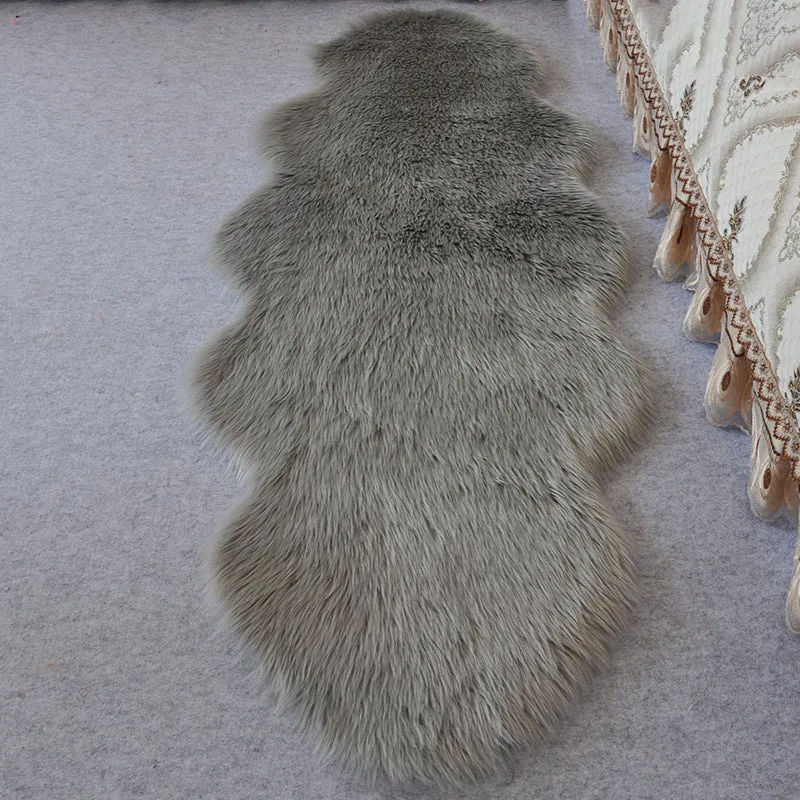 Mehrfarbiger Schlafzimmer-Fußteppich, legerer, einfarbiger Teppich, Kunstfell, maschinenwaschbar, schmutzabweisend, rutsch...
