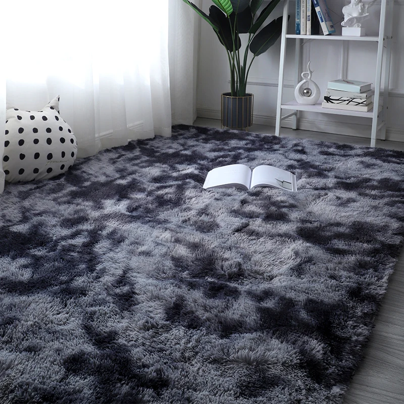 Mehrfarbiger Schlafzimmerteppich, bequemer, mit Batikmuster bedruckter Innenteppich aus Kunstwolle, rutschfeste Unterseite...