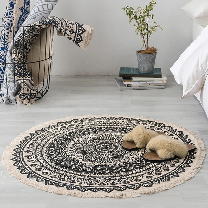Mehrfarbiger Schlafzimmerteppich, Vintage-Stammessymbole, Flächenteppich, Polyester, pflegeleicht, maschinenwaschbarer Tep...