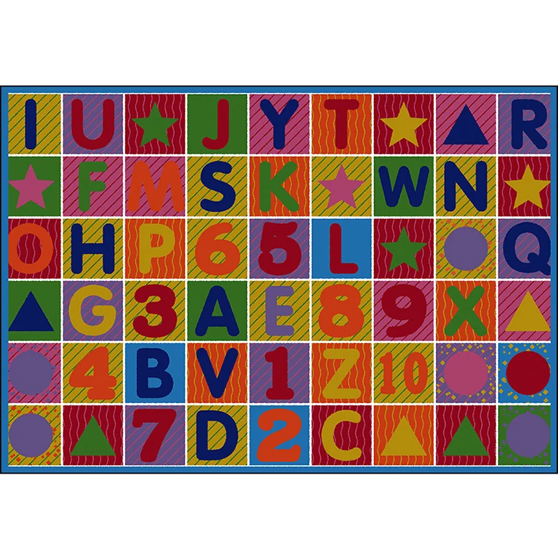 Mehrfarbiger Teppich mit Buchstabenmuster, Polyester-Kinderteppich, haustierfreundlich, waschbar, rutschfest, für Schlafzi...