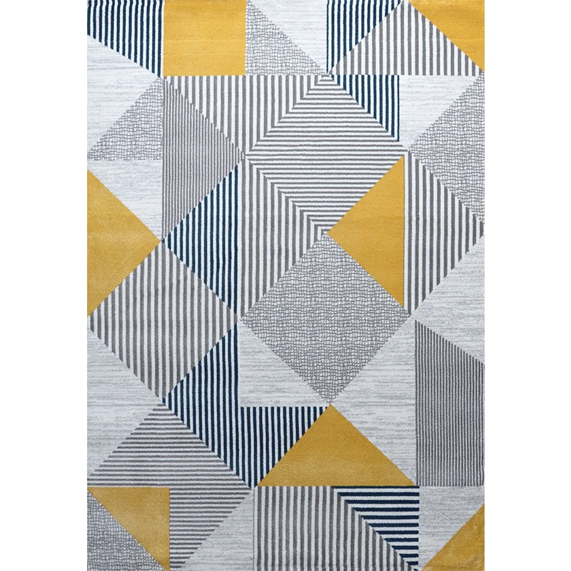 Mehrfarbiger Teppich mit geometrischem Druck, Polypropylen, moderner Teppich, maschinenwaschbar, rutschfeste Rückseite, sc...