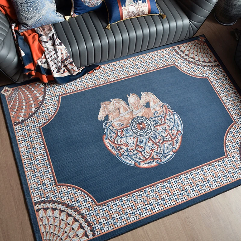 Mehrfarbiger Wohnzimmerteppich, Americana, abstrakter bedruckter Innenteppich, Polyester, pflegeleichter Teppich mit rutsc...