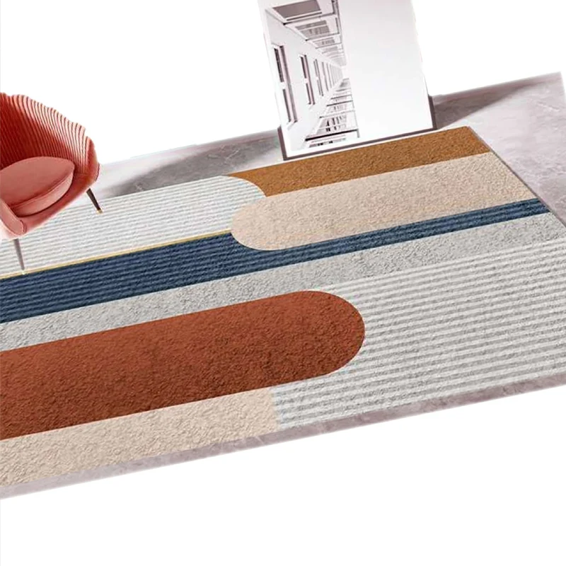 Mehrfarbiger Wohnzimmerteppich, geometrischer Mid-Century-Teppich, waschbarer, rutschfester, haustierfreundlicher Teppich...
