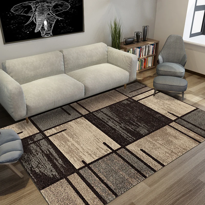 Mehrfarbiger Wohnzimmerteppich, moderner geometrischer 3D-Illusionsteppich, Synthetik, rutschfeste Rückseite, schmutzabwei...