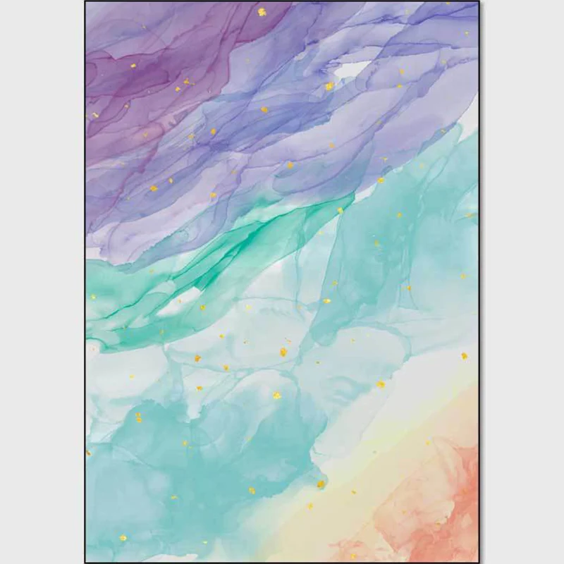 Mehrfarbiger zeitgenössischer Teppich, Polyester-Aquarell-Abstrakter Teppich, rutschfester, maschinenwaschbarer, haustierf...