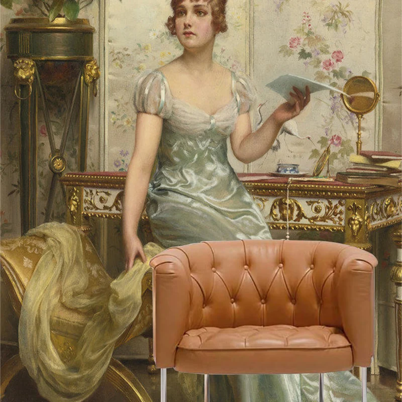 Mid-Century Elegant Lady Wanddekoration für Schlafzimmer, Wandaufkleber individueller Größe Blau und Braun Clearhalo