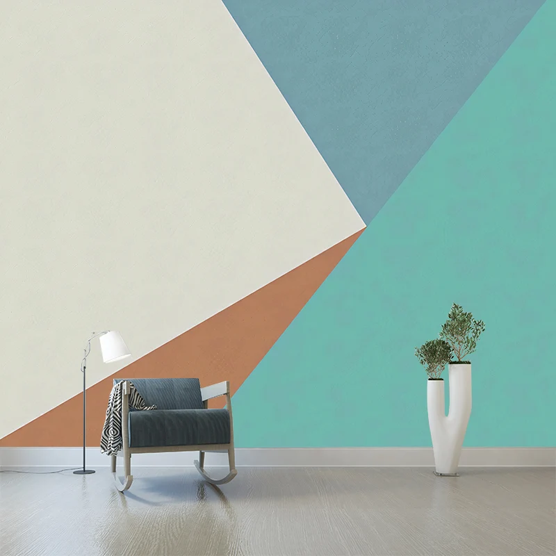 Mid-Century Triangle Murals Tapete Blau und Grün, wasserfeste Wanddekoration für das Esszimmer Clearhalo