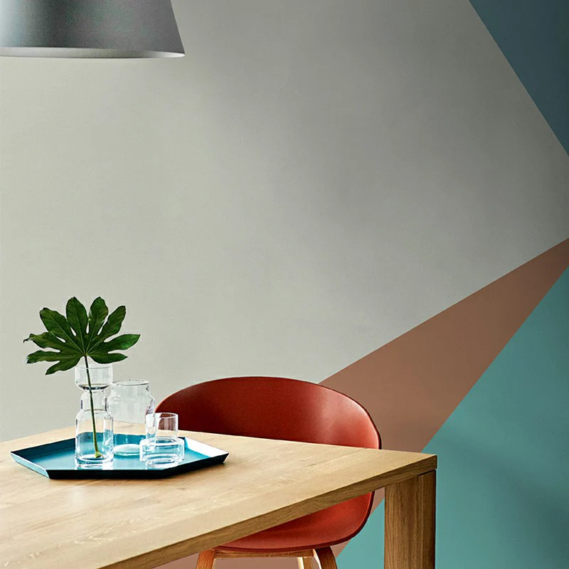 Mid-Century Triangle Murals Tapete Blau und Grün, wasserfeste Wanddekoration für das Esszimmer Clearhalo