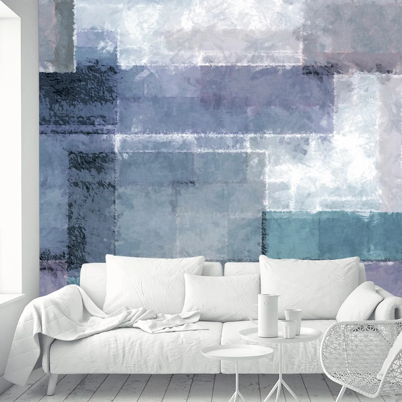 Mid-Century-Fliesengemälde, blaue, feuchtigkeitsbeständige Wandverkleidung für das Wohnzimmer Clearhalo
