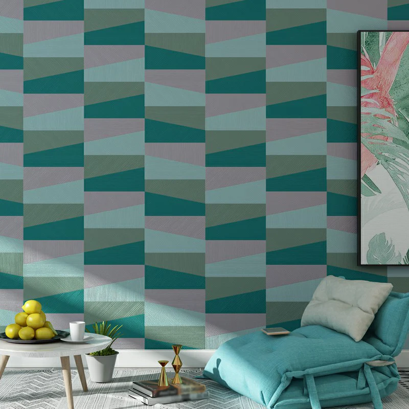 Mid-Century-Geometrie-Tapete, dunkle Wandverkleidung für Wohnzimmer, 33' x 20,5" Clearhalo