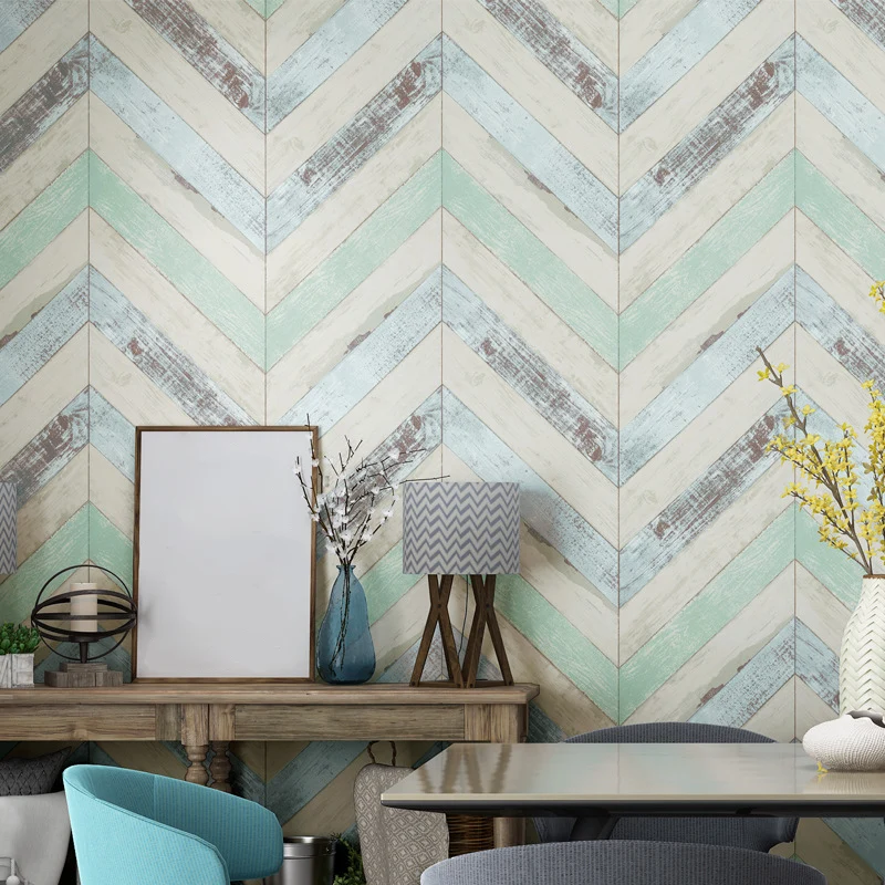 Minimalistische beige Retro-Chevron-Holztapete, 31' L x 20,5" B, nicht geklebt Clearhalo