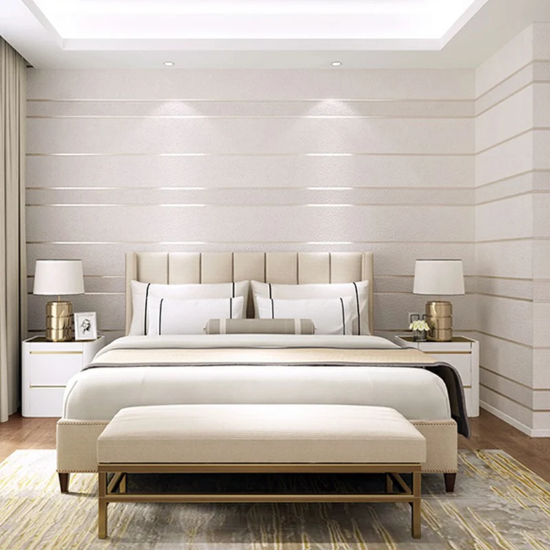 Minimalistische gestreifte Tapete, feuchtigkeitsbeständig, weiche Farbwandkunst für das Wohnzimmer Clearhalo