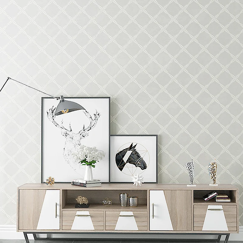 Minimalistische Gittertapete für Wohnzimmer, 50 m² große Wandkunst Pastellfarben Clearhalo