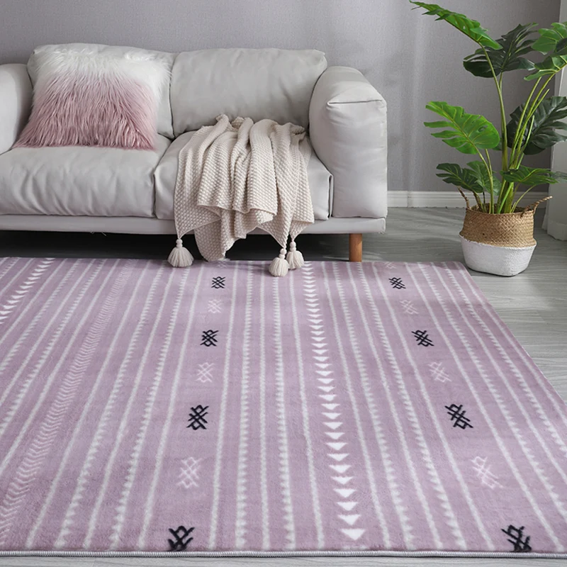 Minimalistischer Bohemian-Teppich, mehrfarbiger Teppich mit nahtlosem Muster, waschbarer, schmutzabweisender, rutschfester...