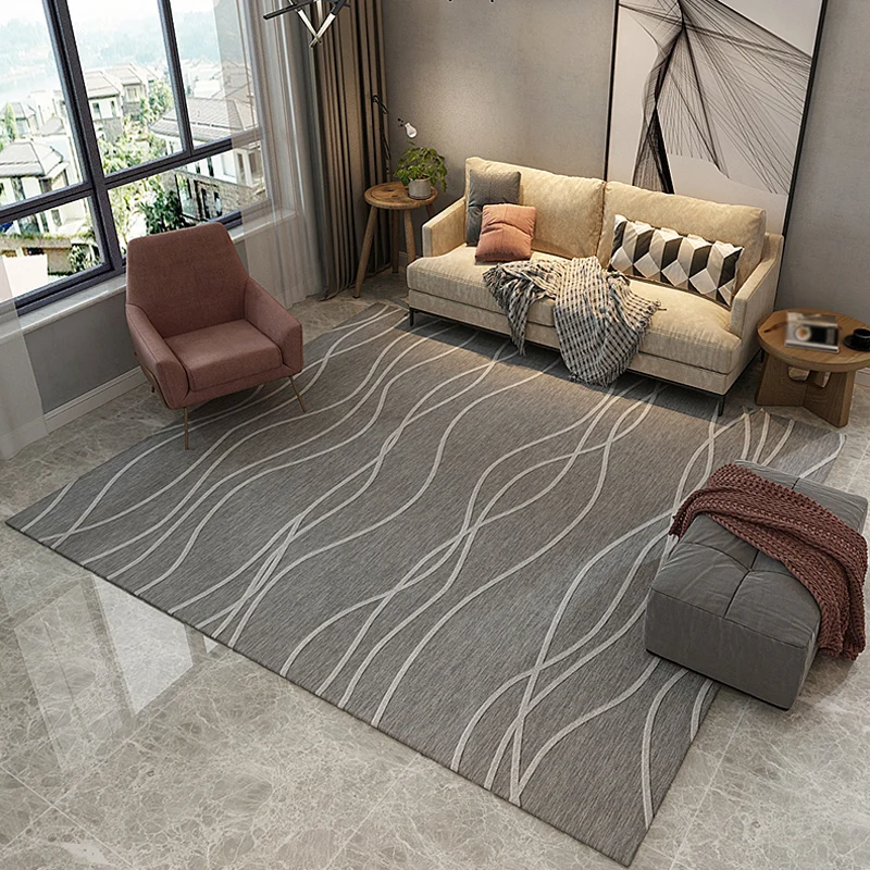 Minimalistischer Swirl-Line-Teppich, heller Synthetik-Innenteppich, rutschfester Teppich für Heimdekoration Clearhalo