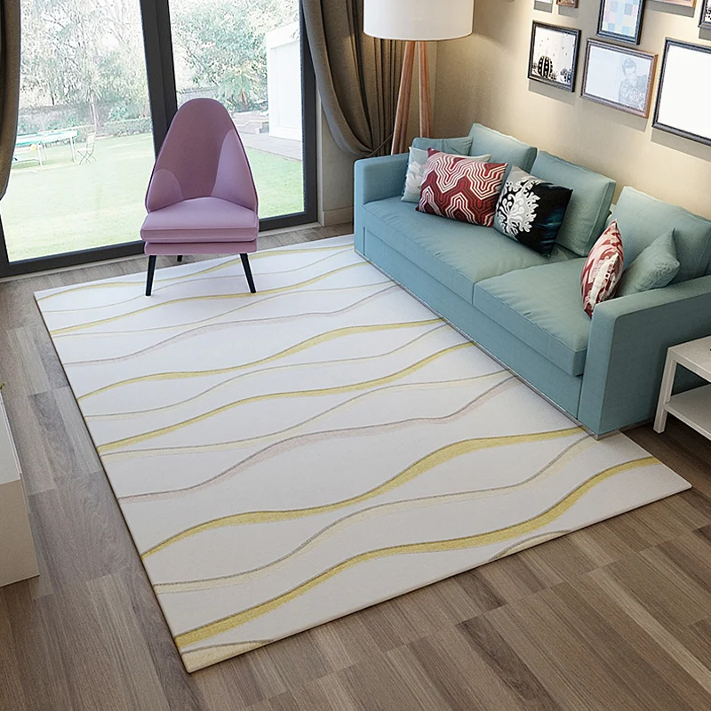 Minimalistischer Swirl-Line-Teppich, heller Synthetik-Innenteppich, rutschfester Teppich für Heimdekoration Clearhalo