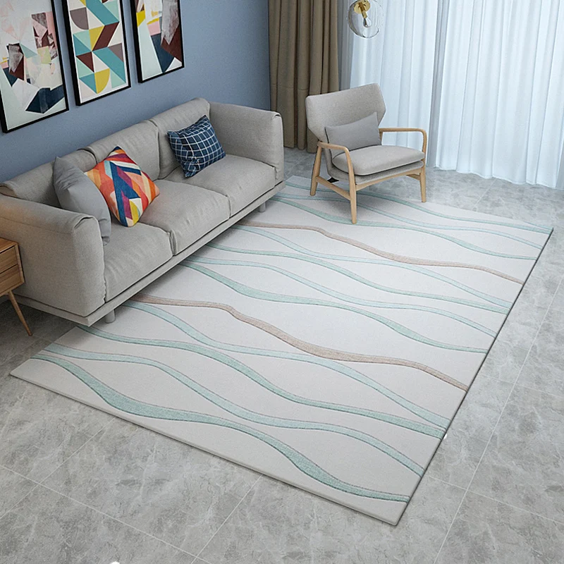 Minimalistischer Swirl-Line-Teppich, heller Synthetik-Innenteppich, rutschfester Teppich für Heimdekoration Clearhalo