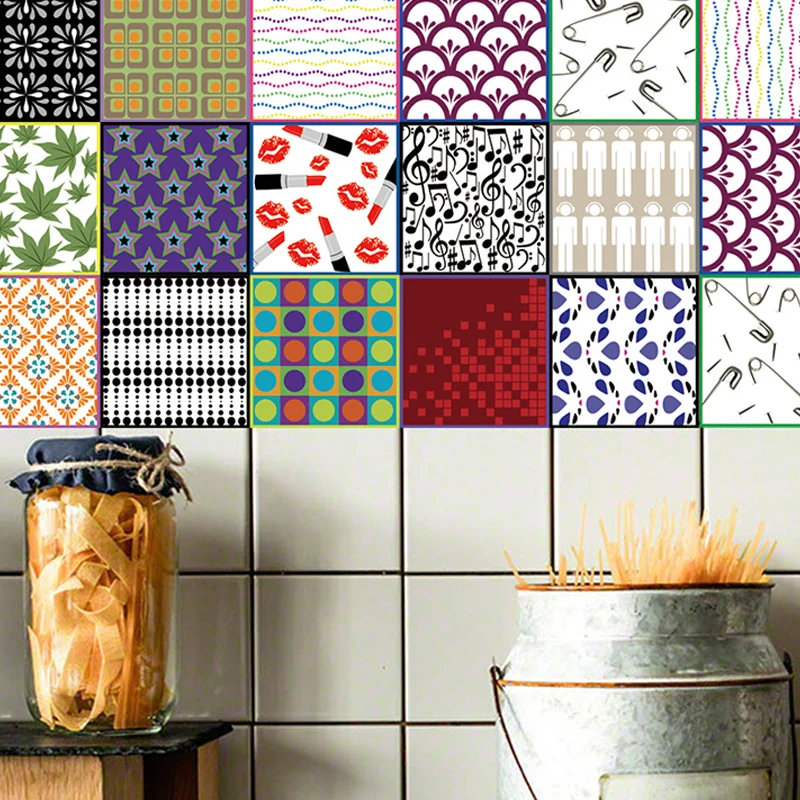 Moderne abstrakte Tapeten, PVC, selbstklebend, rot-lila Wandkunst für die Küche (3 Stück) Clearhalo
