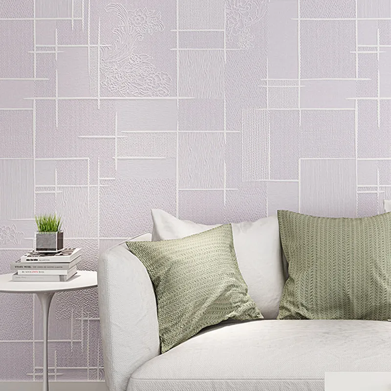Moderne geometrische Tapete mit Blumendruck, Pastellfarben, schmutzabweisende Wandkunst für Schlafzimmer Clearhalo