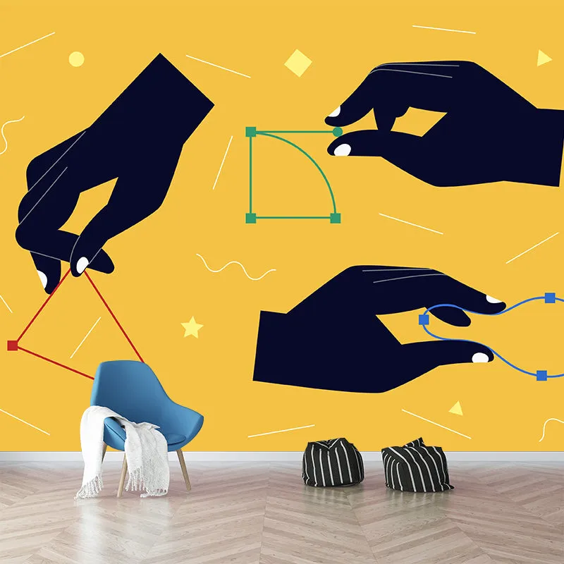 Moderne Kunst-Geometrie-Wandbild, schwarz-gelb, feuchtigkeitsbeständige Wandverkleidung für Zuhause Clearhalo