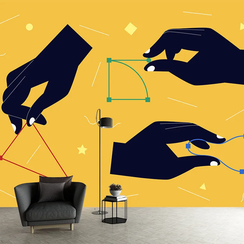 Moderne Kunst-Geometrie-Wandbild, schwarz-gelb, feuchtigkeitsbeständige Wandverkleidung für Zuhause Clearhalo