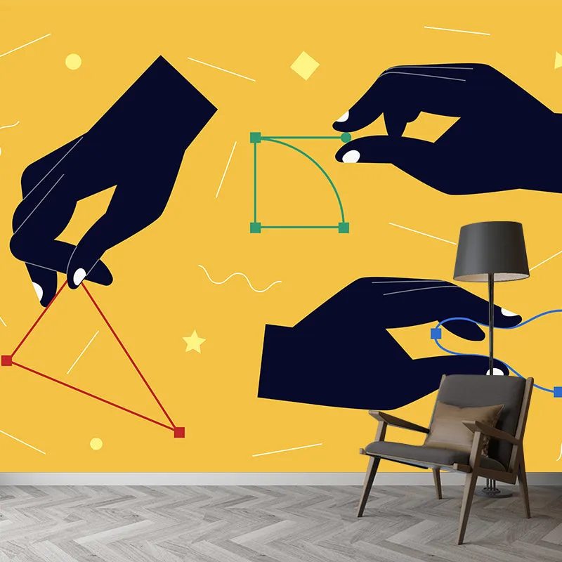 Moderne Kunst-Geometrie-Wandbild, schwarz-gelb, feuchtigkeitsbeständige Wandverkleidung für Zuhause Clearhalo
