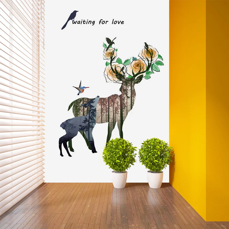 Moderne Kunst-Wandbild „Hirsche“, braune Tierwandverkleidung für Schlafzimmer, Größe optional Clearhalo