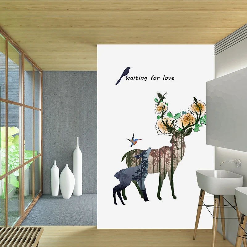 Moderne Kunst-Wandbild „Hirsche“, braune Tierwandverkleidung für Schlafzimmer, Größe optional Clearhalo