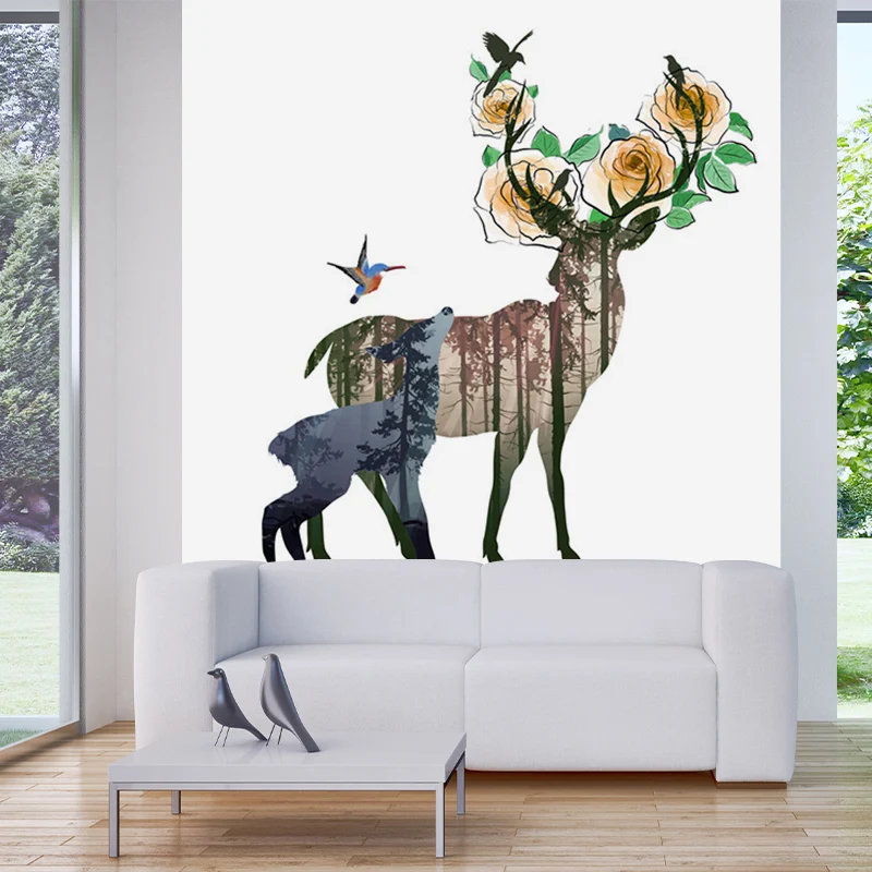 Moderne Kunst-Wandbild „Hirsche“, braune Tierwandverkleidung für Schlafzimmer, Größe optional Clearhalo
