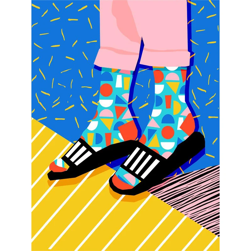 Moderne modische Schuhe Muster Wandbild Pastellfarben Kinderzimmer Wanddekoration, personalisiert Clearhalo