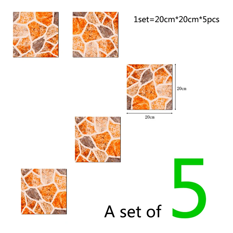 Moderne Tapete Kieselstein-Optik, selbstklebende Wanddekoration für Badezimmer, Orange, 2,4 x 20,3 cm Clearhalo