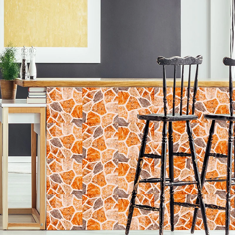 Moderne Tapete Kieselstein-Optik, selbstklebende Wanddekoration für Badezimmer, Orange, 2,4 x 20,3 cm Clearhalo
