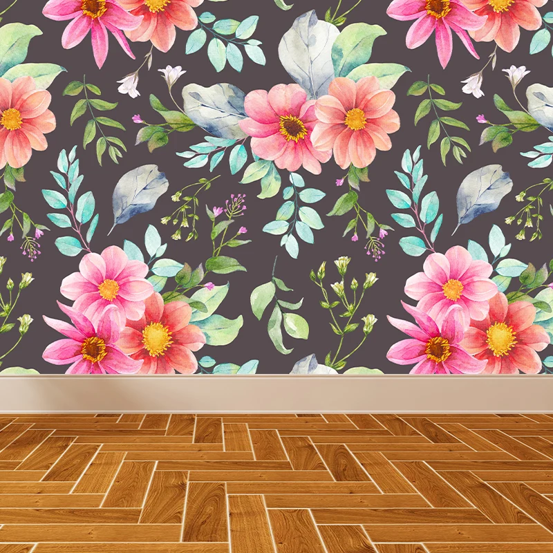 Moderne Tapete mit Blüten- und Blumendruck, pastellfarbene florentinische Wandverkleidung Clearhalo