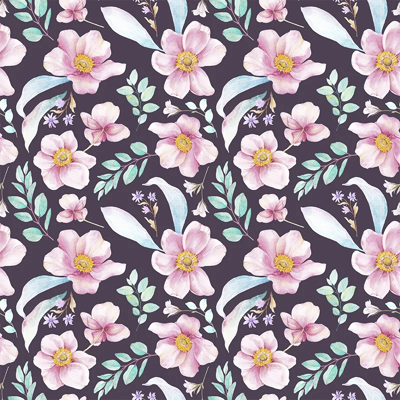 Moderne Tapete mit Blüten- und Blumendruck, pastellfarbene florentinische Wandverkleidung Clearhalo