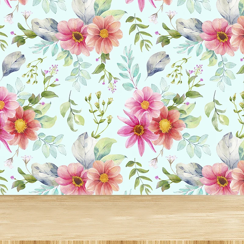 Moderne Tapete mit Blüten- und Blumendruck, pastellfarbene florentinische Wandverkleidung Clearhalo
