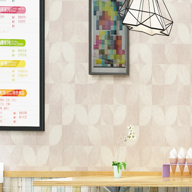 Moderne Tapete schlichten Farben, Quadrat und Blätter, Wandverkleidung, nicht beklebt Clearhalo