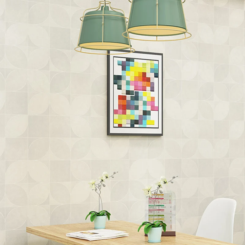 Moderne Tapete schlichten Farben, Quadrat und Blätter, Wandverkleidung, nicht beklebt Clearhalo