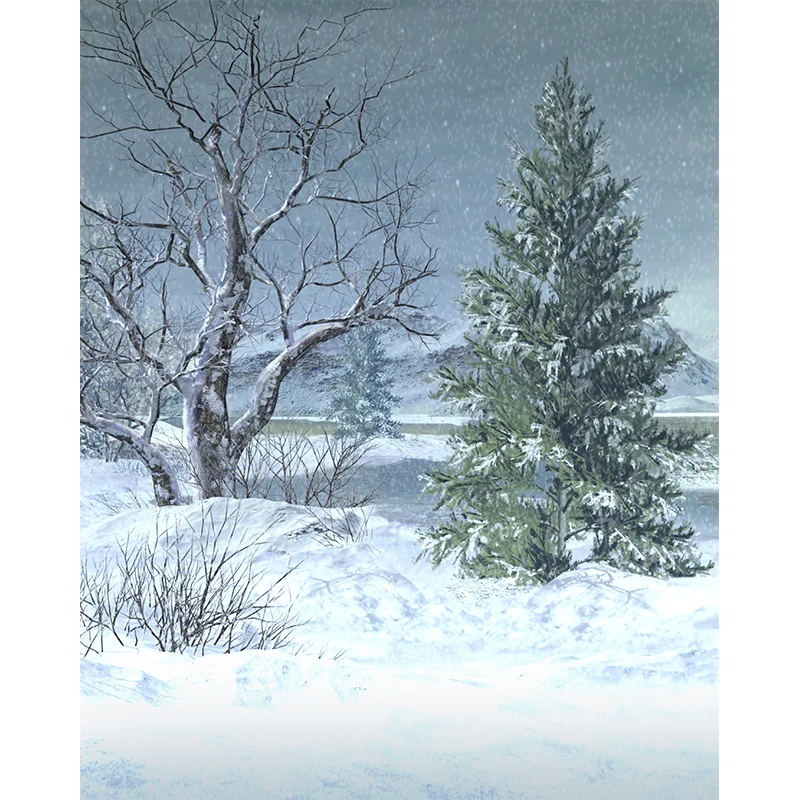 Moderne Wandtapete Originalgröße mit schneebedeckter Landschaft Weiß Clearhalo