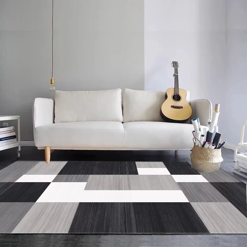 Moderner dekorativer Teppich für Zuhause, mehrfarbiger Teppich mit Geometrie, waschbarer, schmutzabweisender Polypropylen-...